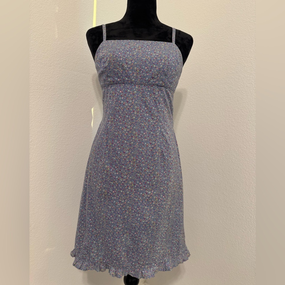 Vintage Y2K Express Blue Floral Mini Dress Excellent Condition Size 5/6
